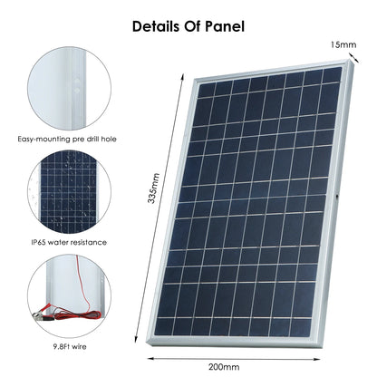12V Solar Panel Charger Kit Complete Polycrystalline USB Power Portable Outdoor Rechargeable Solar Cell Solar Generator for Home