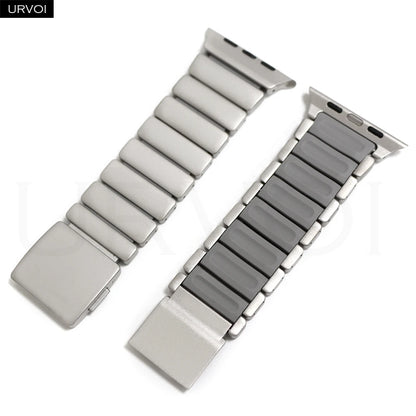 URVOI Stratos Band for Apple Watch Ultra 3 2 Series 11 10 9 8 SE3 Titanium Silicone Strap Magnet Clasp Bracelet DLC Coating 49mm