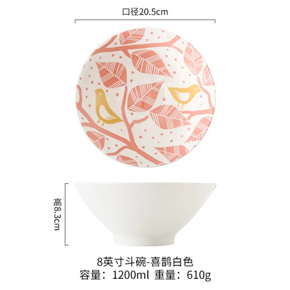 Japanese Ramen Bowl Household Soup Bowl Salad Bowl Ceramic Tableware Instant Noodle Bowl Ceramic Tableware
