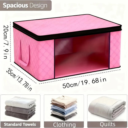 6 Large Foldable Storage Boxes with Windows, Zipper & Lid, Reinforced Handles - Durable Foldable Laundry Organizers