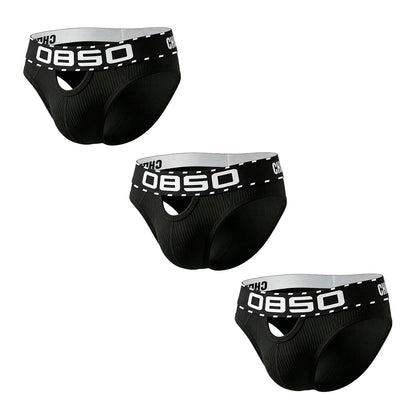 1/3Pcs Cotton Men Underwear Sexy Breathable Bikini Panties Underpants Large Crotch Pouch Mens Briefs with Front and Back Cutouts