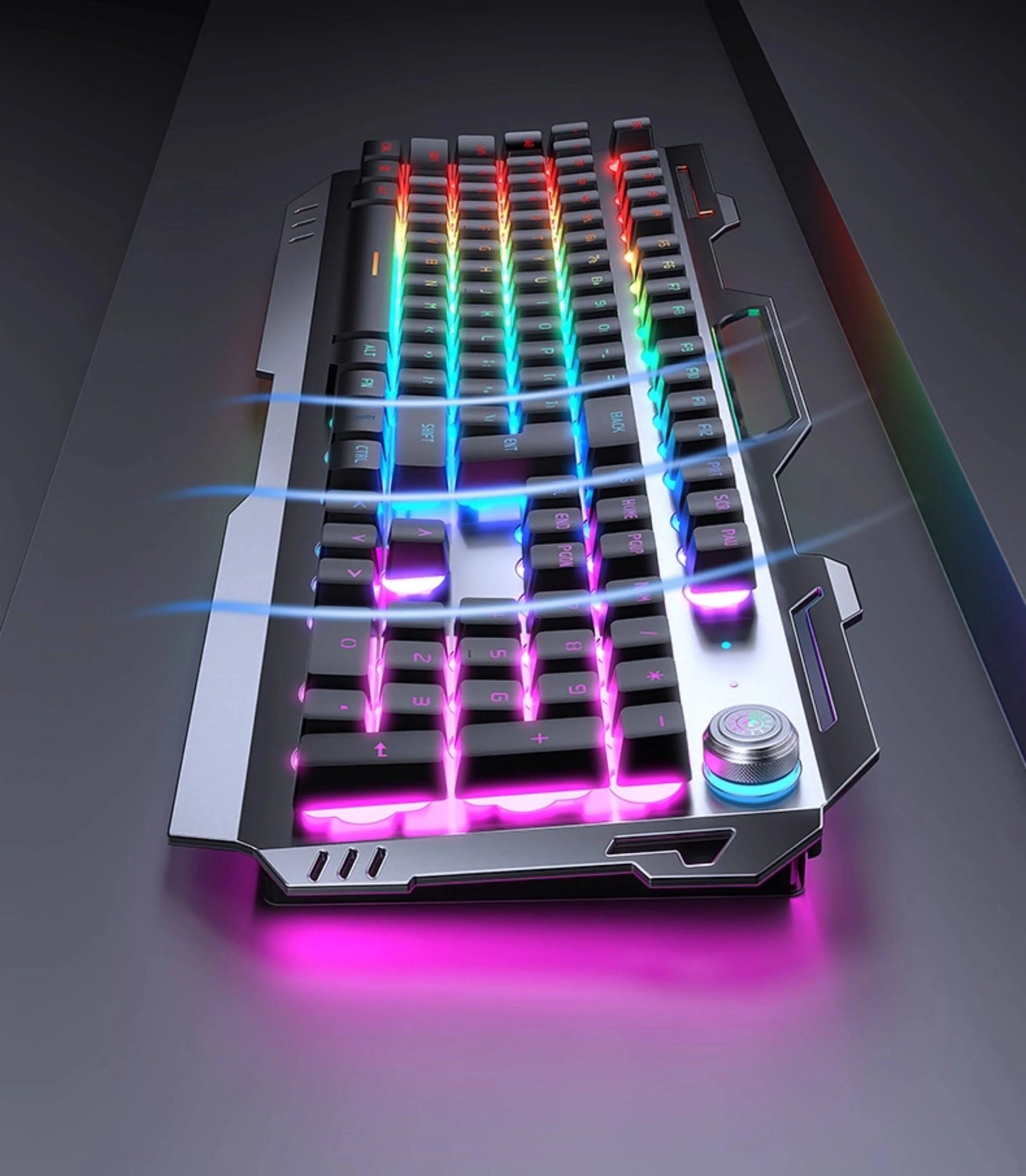 Qianxingzhe Wireless Keyboard Mouse Set Mechanical Feel Rechargeable Rgb Backlit Wrist Rest Multifunctional Knob Gaming For Pc