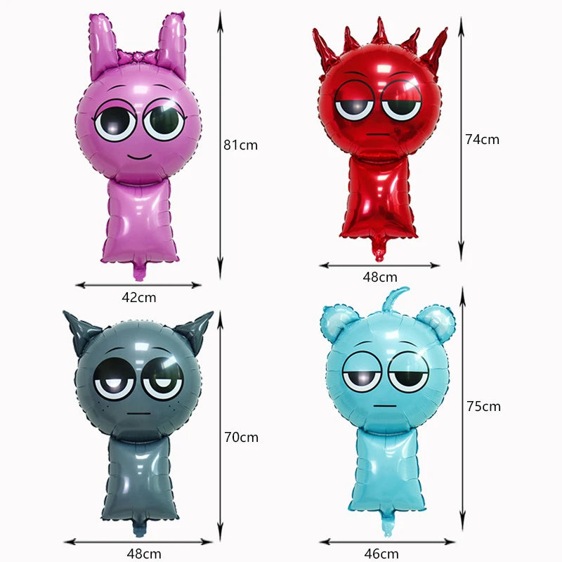 Sprunki Birthday Party Decoration Incredibox Latex Aluminum Foil Balloon For Kids Event Supplies Banner Disposable Tableware