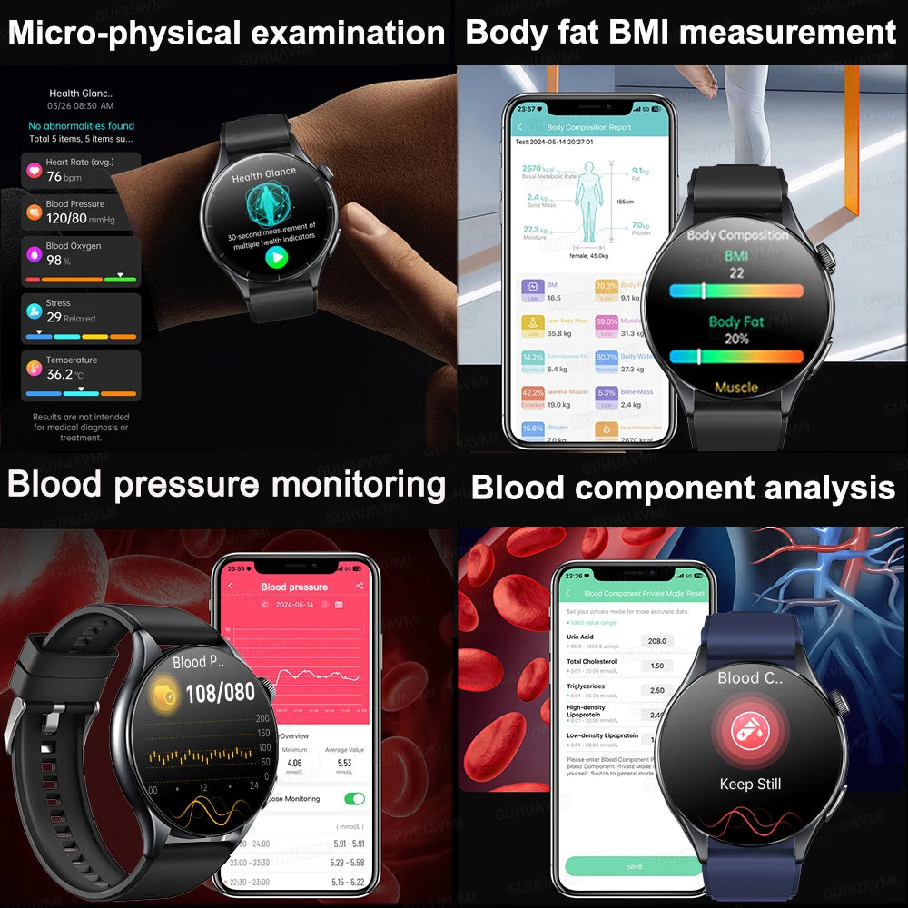 2026 New Smart Watch NFC ECG+PPG Blood oxygen Uric Acid Blood Pressure Sapphire Smartwatch Men For Android iOS Smart watch men