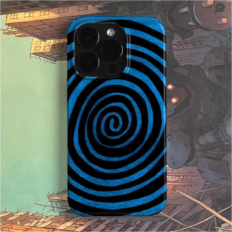 Black Blue Rotating Thread Art Niche Creative Cute Phone Case For iPhone 17 16 15 14 13 12 11 Pro XS Max XR 7 8 Plus MINI Cover