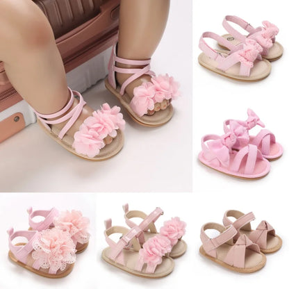 Summer 2026 Western Style Baby Korean Version Flower Princess Shoes Pink Open Toed Baby Girl Sandals