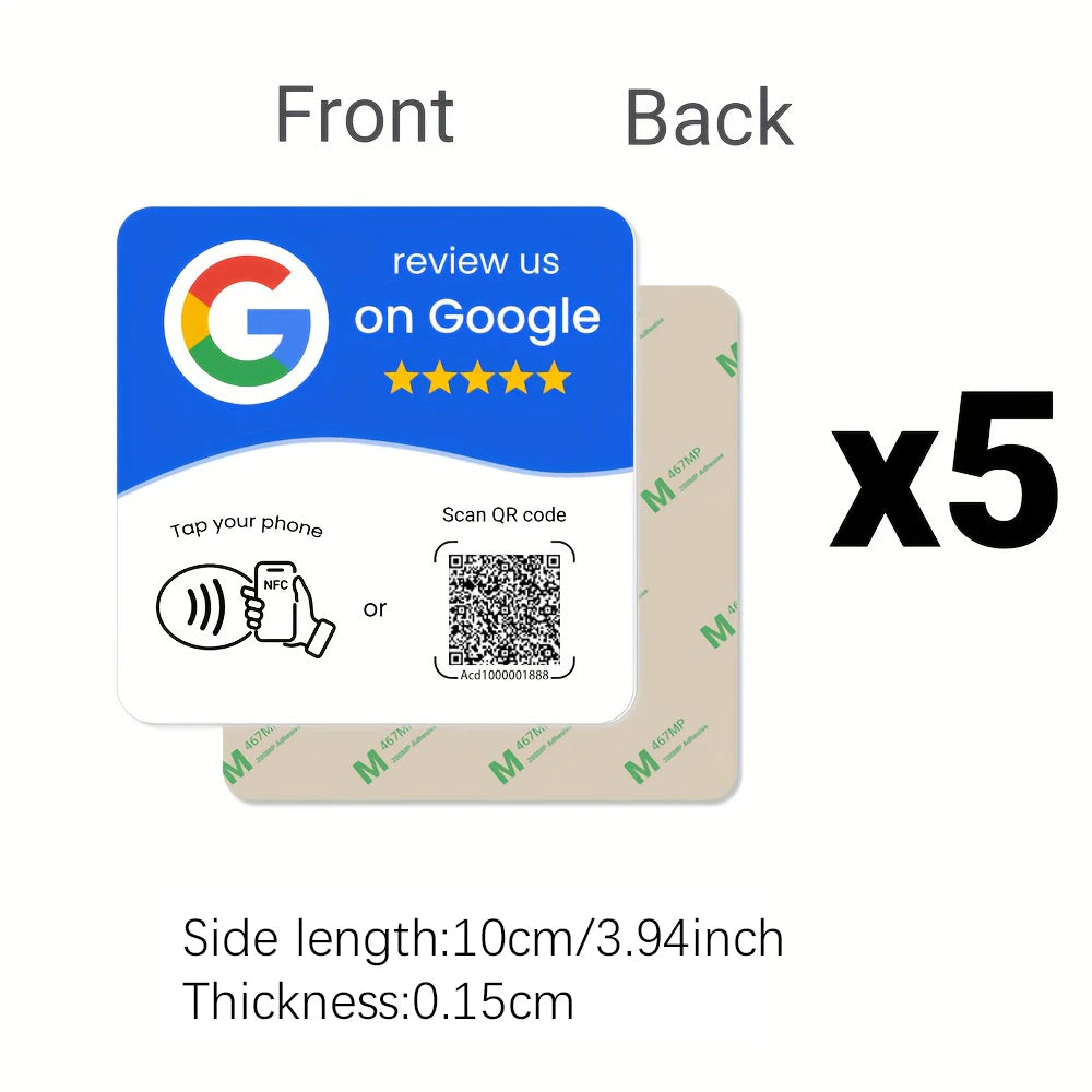 NTAG215 Programmable NFC Standing Card Editable 13.56MHz QR Code Google Review Square Table Display Card for Business