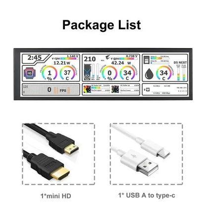 11.3/7.84/8.8 Inch Portable Monitor Long Stretched Strip Display 1920x440 IPS LCD Screen for Raspberry Pi AIDA64 PC Laptop