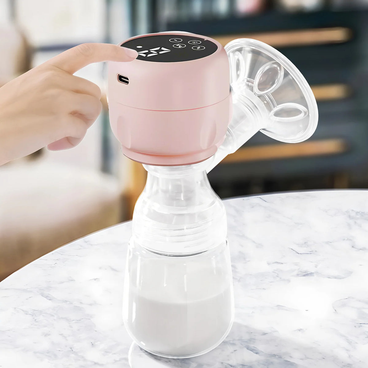 Intelligent Integrated Electric Breast Pump, High Suction Portable Painless Silent Breast Milk Pump for Postpartum Mothers