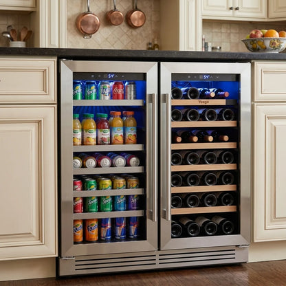 30 Inch Wine Cooler Refrigerator Stainless Steel Glass Door Embedded in The Wine Cabinet, built-in under Counter Beverage Wine Cooler