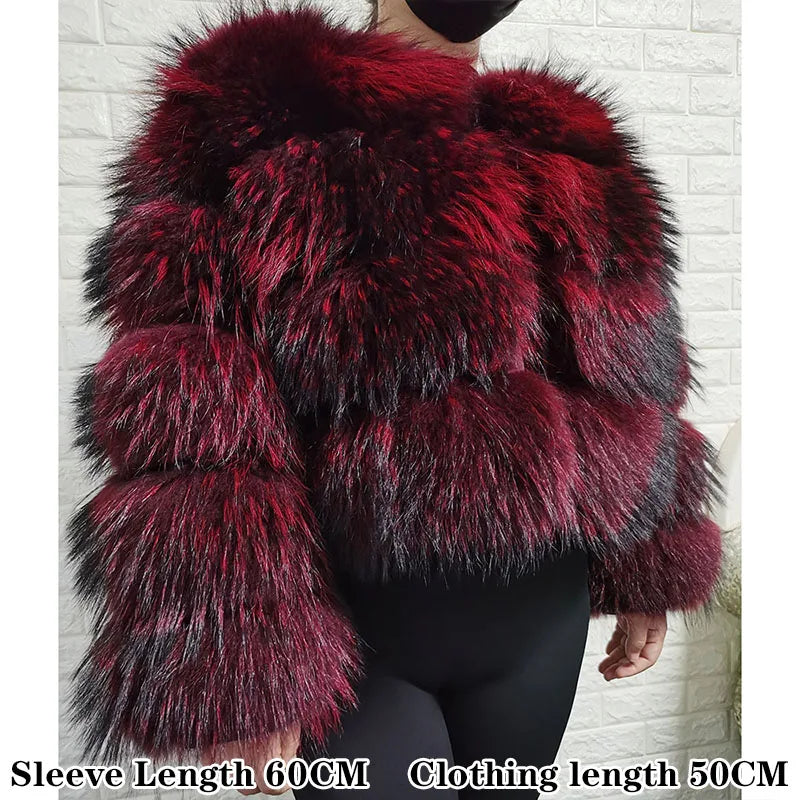 2026 Maomaokong Super Hot Winter Women Luxury Thick Real Raccoon Fur Coat Natural Fox Fur Jacket Plus Size Jackets Female Vest