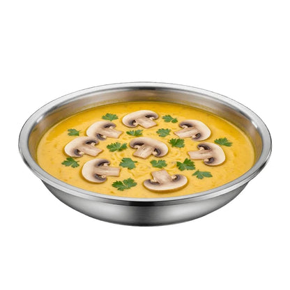 22/24/26cm Diameter Pure 304 Stainless Steel Platters LFGB Certified Fall Resistant Dinning Plate Well Polished Tableware