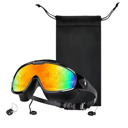 Adult Wide View Swim Goggles Anti-Fog Anti-UV No Leak Swimming Glasses with Earplugs for Men And Women Youth
