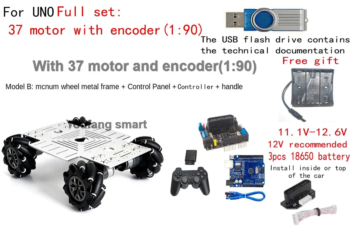 10-20Kg Load 330+240mm Big Plate 4WD Mecanum Wheel Robot Car with 12V Motor for Arduino ROS Robot Arm Chassis DIY Kit Toy Parts