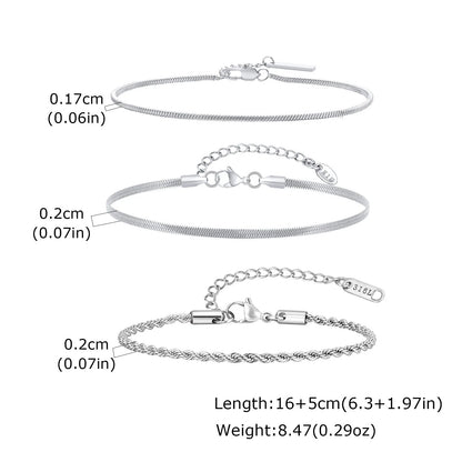 1/2/3pcs Chain Bracelet for Men Women,Stainless Steel Twisted Rope Cuban Chain Wristband,Hip Hop Minimalist Jewelry Gift