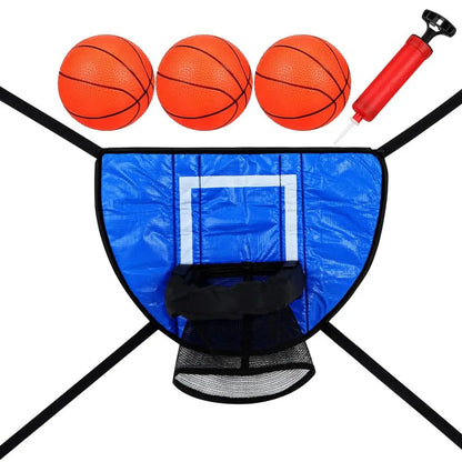 Foldable Trampoline Basketball Hoop Kit Safety Multipurpose Basketball Training with Pump and Ball Fun Mini Basketball Hoop