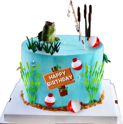 Fishing Cake Topper Gone Fishing Cake Topper Fishing Birthday Party Decorations for Baby Shower Birthday Party Supplies