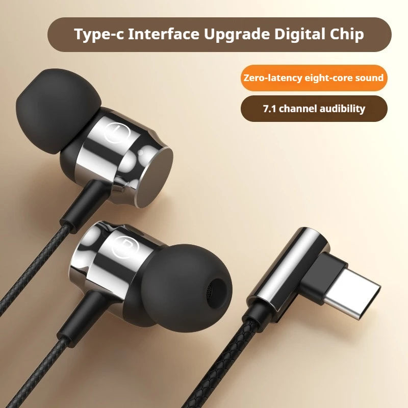 Metal Design Type C&3.5mm Wired Gamer Earphones 9D Stereo Sound Headsets Magnetic In-Ear Headphones For Samsung Handfree HD Call