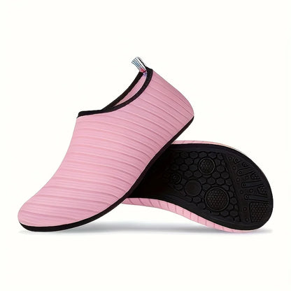 Unisex Hard Sole Striped Water Shoes | Quick-Dry Barefoot Beach & Swim Shoes for Hiking, Wading, Yoga, Fitness, Surfing, Diving