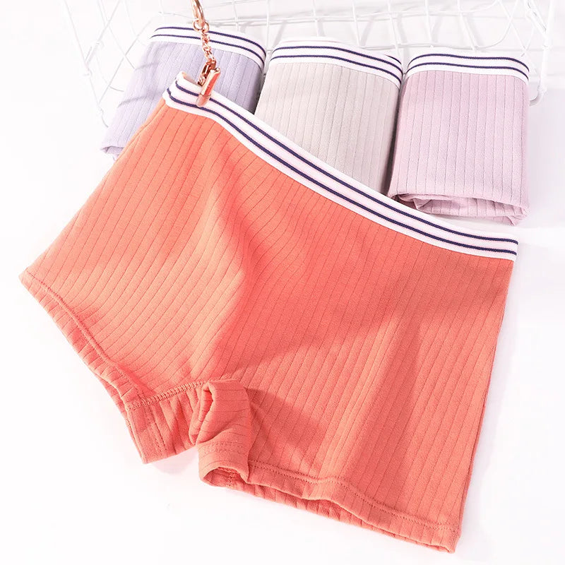 Female Lingerie Plus Size Boxer Briefs Women's Cotton Antibacterial High Waist Ladies'Boxer Briefs Flush Legs Flat Footed Shorts
