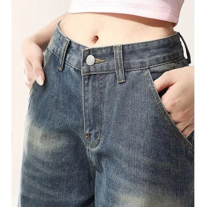 Hello Kitty Cartoon Jeans Kuromi Long Pants Anime Autumn Loose Waisted Trousers Cute Printing Retro Thin Wide Leg Pants Girls