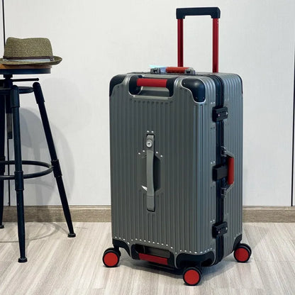 KLQDZMS Aluminum Frame Suitcase Large Capacity Trolley Case 26"28"30"32 Inch Cart Type Travel Bag Universal Wheel Luggage