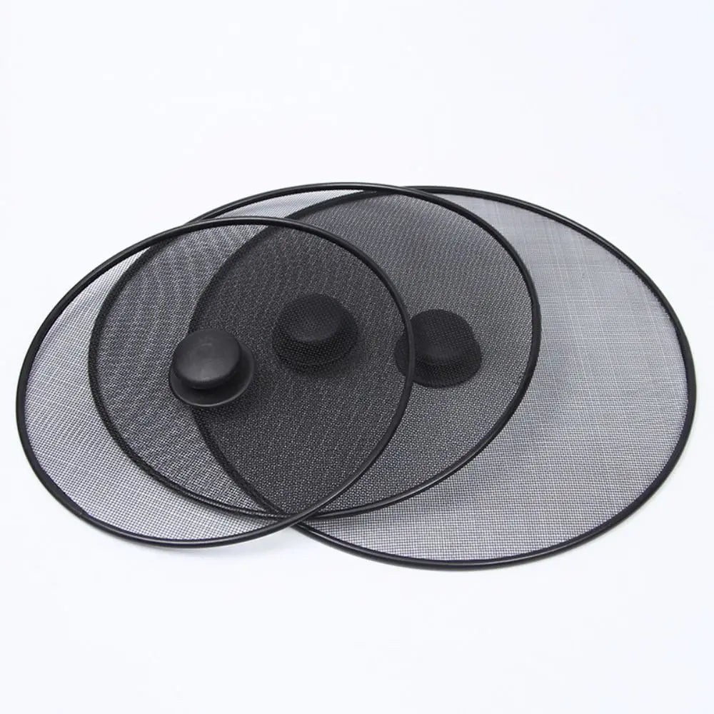 Black Splatter Screen Anti Grease Frying Pan Oil Splash Guard Fine Mesh Splash Guard Cover Lid Gadget Kitchen Tool with Handle