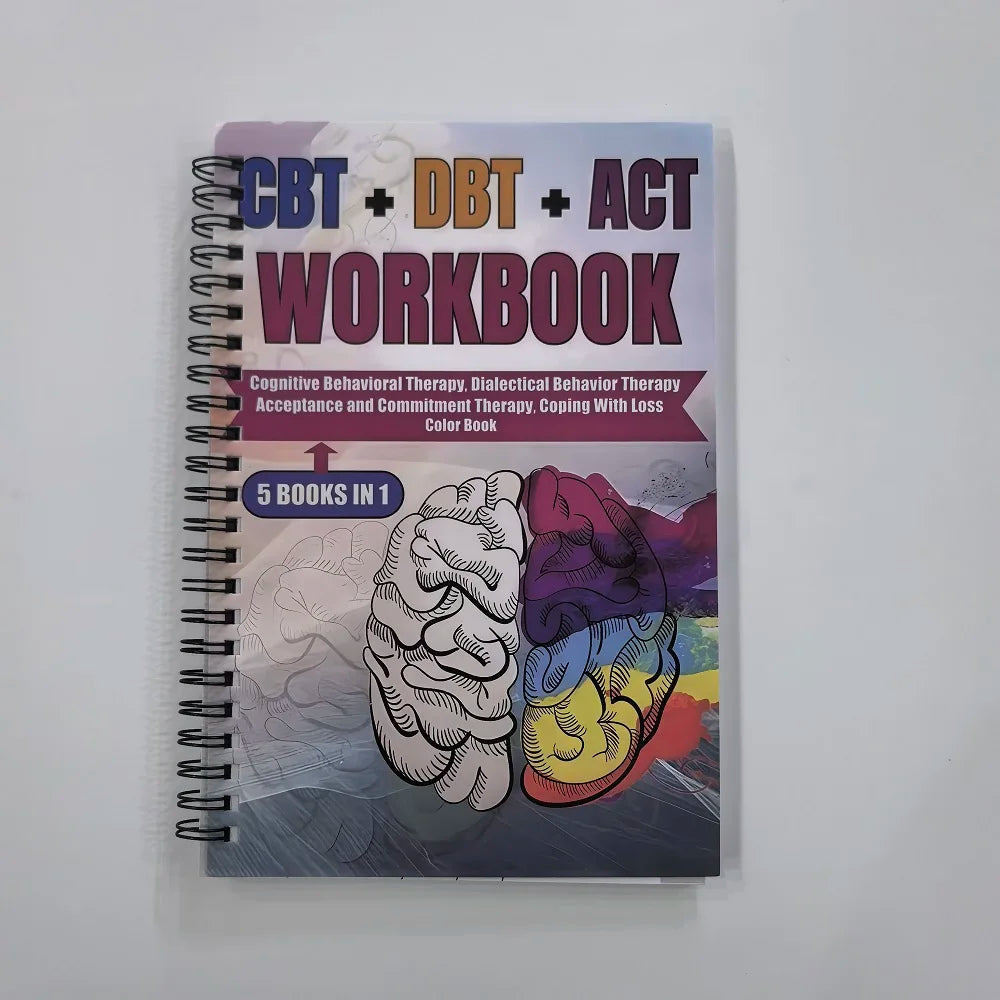 5 Books in 1 Planner CBT + DBT + ACT workbook cognitive behavioral therapy,dialectical behavior therapy and commitment  therapy