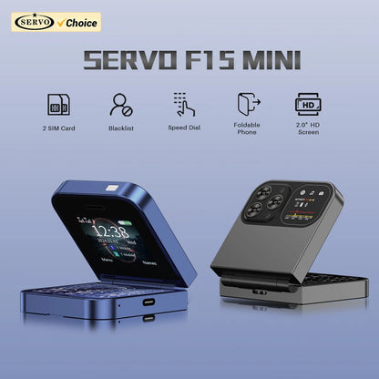 SERVO Classic Small Flip Mobile Phone 2G Dual SIM Card Blacklist Speed Dial 2.0" Screen 180° Fold Button Cellphones New Upgrade