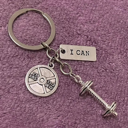 Barbell, Dumbbell, Kettlebell, Fitness Motivational Keychain, Gym Gift