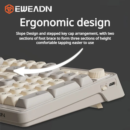 EWEADN V1 Stylish 3-Mode Wireless Combo Backlit Quiet Keyboard Mouse Ergonomic Desktop Kit