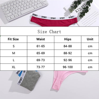 FINETOO 4PCS/Set Women Sexy Cotton Thongs For Women Sport Brand String Underwear Female Soft Coton Tangas Woman Thong Tanga