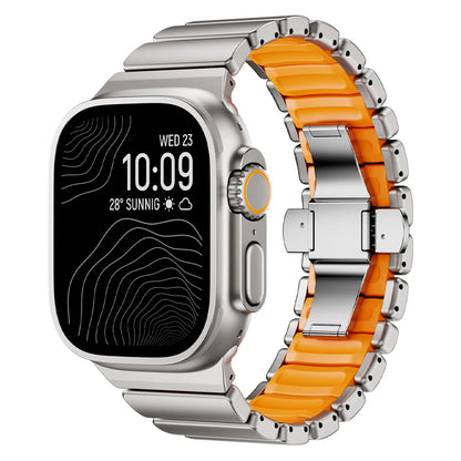 Titanium Fluororubber Strap for Apple Watch Ultra 4 3 2 49mm Series 12 11 10 46mm Magnetic Band for Iwatch 9 8 7 45mm 6 SE3 44mm