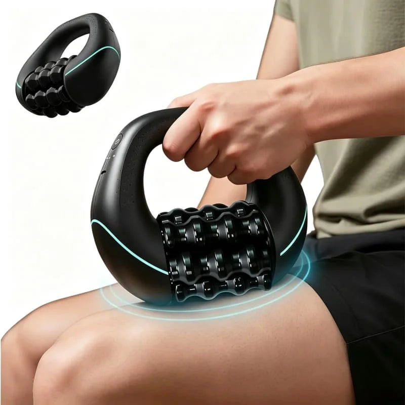 Electric Roller Massager Handheld Massage Deep Tissue Muscle Relax Portable Cordless Rechargeable 3 Speed Adjustable Massager for Back Shoulder Leg Body Sore Muscle Relief Home Office Gym Travel Daily Use Black