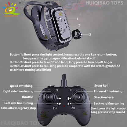 Remote-Controlled Flying Sword Drone with Cool Lights Controlled by Remote or Watch Fingertip-Operated Toy Perfect Gift for Guys
