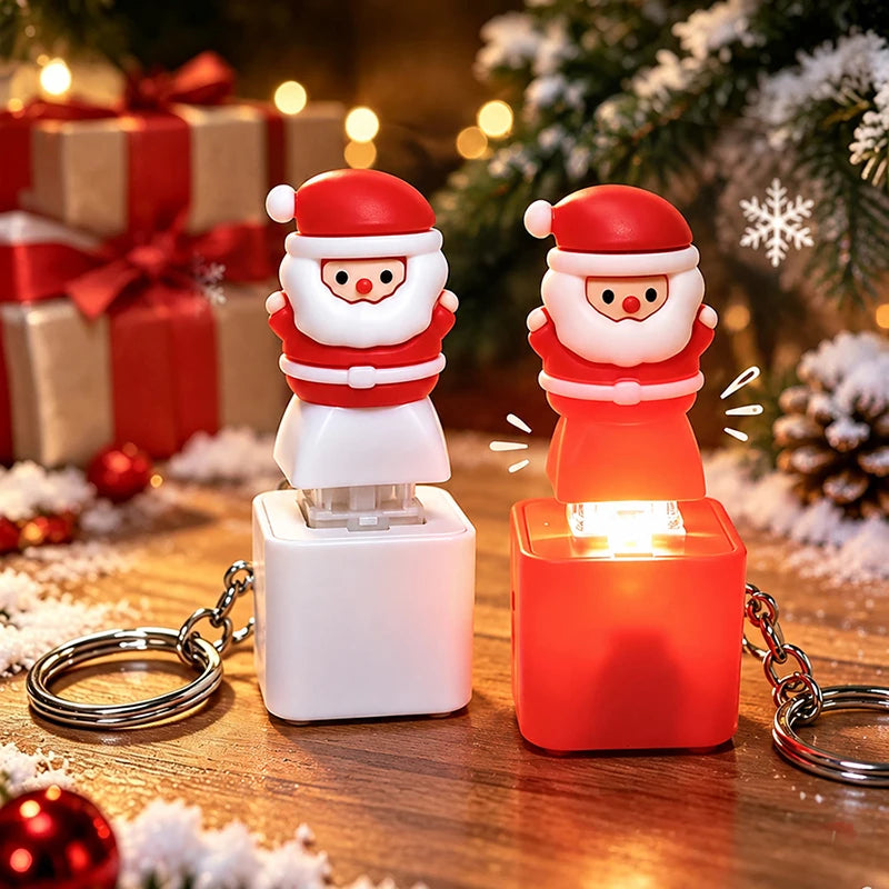 Glowing Sound Key Cap Keychain Halloween Pumpkin Ghost Witch Press Keyring Christmas Santa Snowman Pendant Party Favor