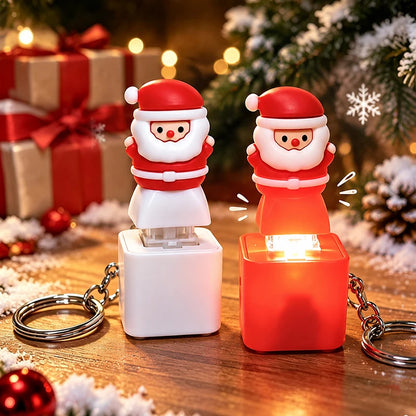 Glowing Sound Key Cap Keychain Halloween Pumpkin Ghost Witch Press Keyring Christmas Santa Snowman Pendant Party Favor