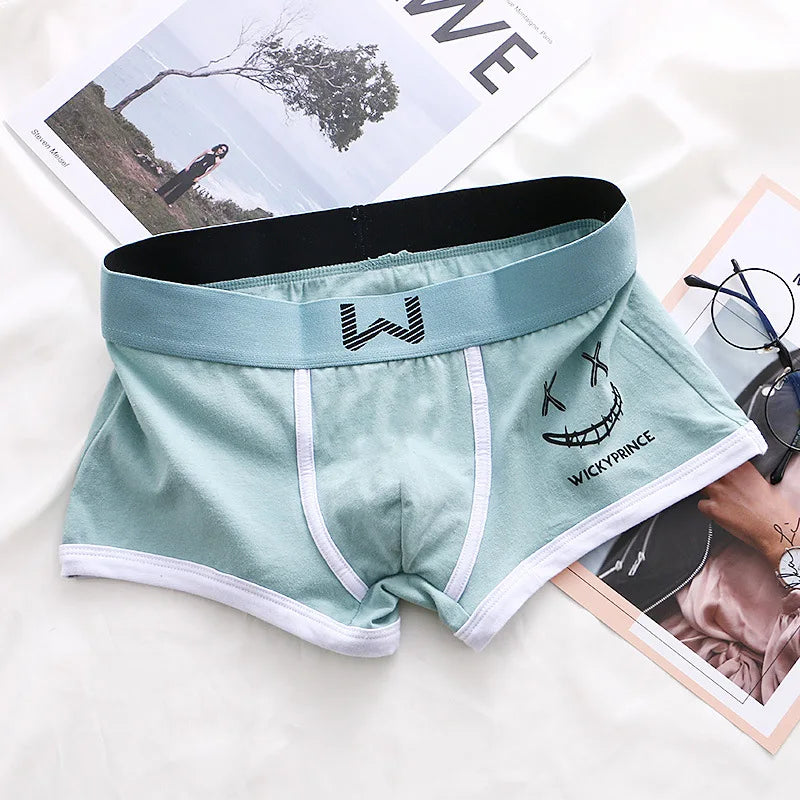 1/3/4 Pcs Mens Underwear Cotton Men Boxer Panties U-convex Man Breathable Underpants Sexy Comfort Male Boy Smiling Face Boxers