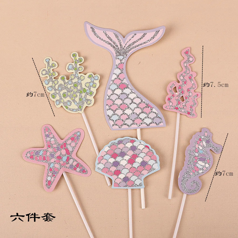Mermaid Cake Decoration Kawaii Doll Mermaid Birthday Cake Toppers Girls Happy Birthday Party Supplies Creative Dessert Supplie