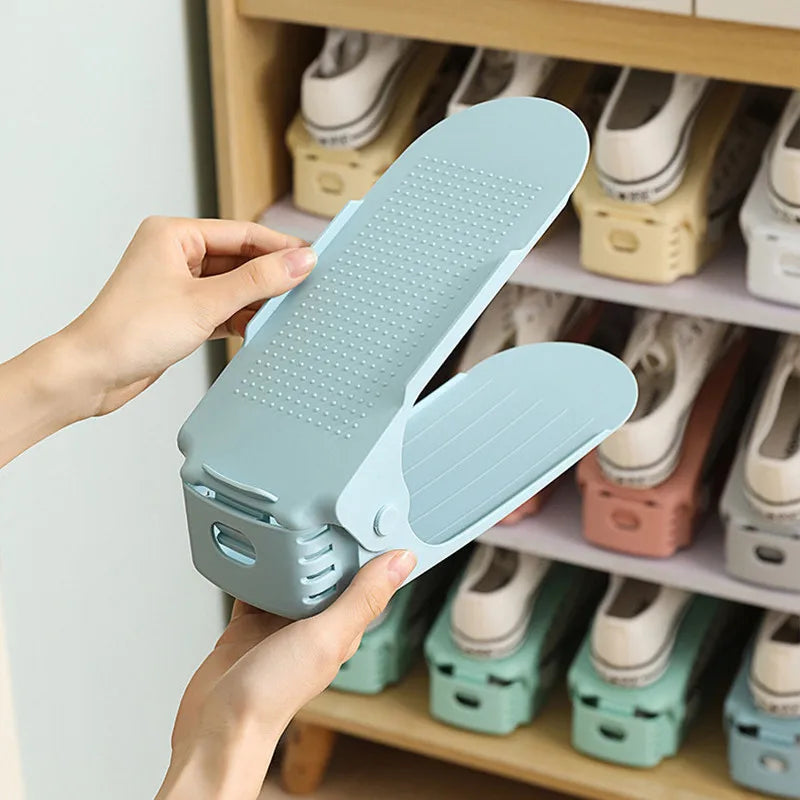 Durable Adjustable Shoe Organizer Footwear Support Slot Space Saving Cabinet Closet Stand Shoes Storage Rack Shoebox