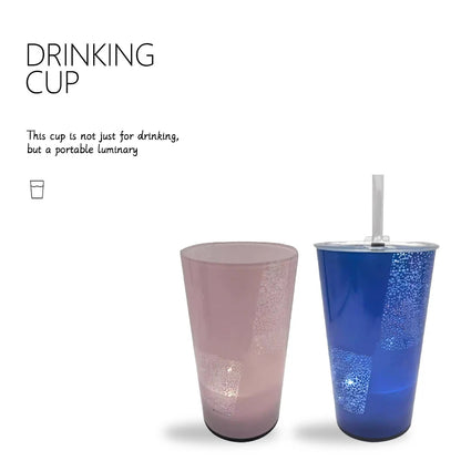 New LED light-emitting cup with straw lid large-capacity ice cup souvenir cup wholesale customization logo bull cups