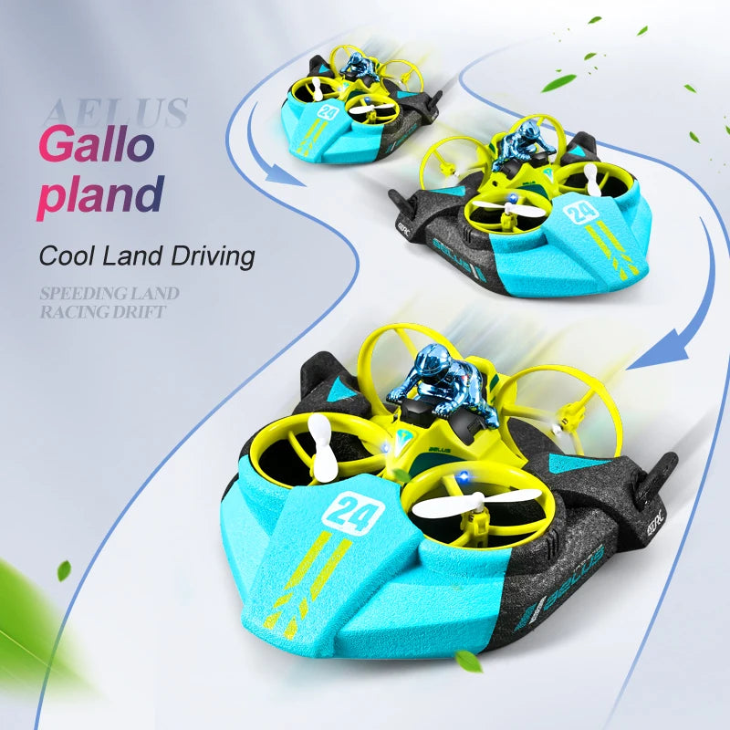 4DRC Mini RC Drone Altitude Hold Headless Mode 3 in 1 Sea Land Air Flight 2.4G Remote Control Quadcopter Boat RC Helicopter Toys