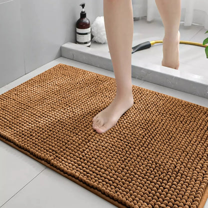 Chenille Bath Mats Encrypted Thickened Short Plush Strong Water-absorbent Non-slip Bathroom Rug Carpet Quick-drying Foot Mat