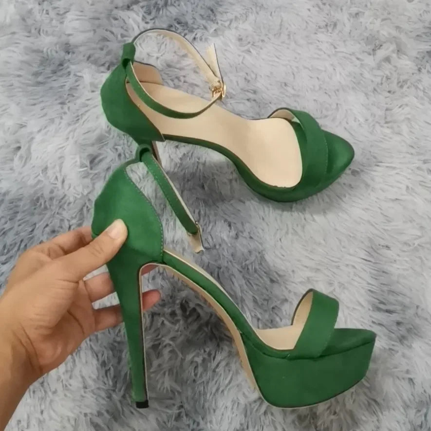 LOSLANDIFEN Women Sandals Sexy Open Toes 14cm Supper High Heels Peep Toes Platform Stilettos Party Wedding Shoes Plus Size 43 44