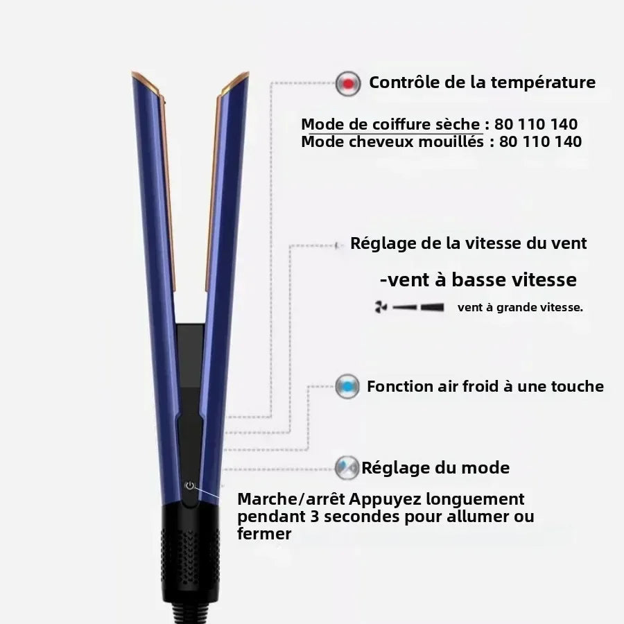 2-in-1 Hair Straightener and Dryer Combo - Negative Ion Heating Flat Iron for Quick, Long - Lasting Hair Styling at Home，salon