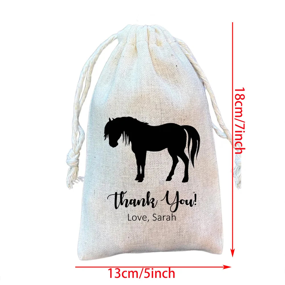 5Pcs Horse Party Favor Bags Farm or Equestrian Themed Goodie Bags Birthday Party Decoration Favor NewBorn Baby Shower Kids Gift