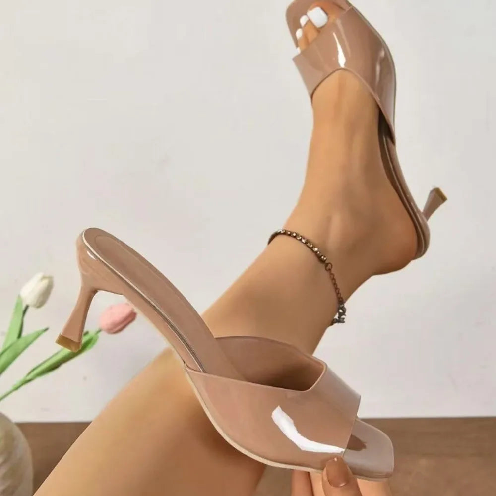 Fashion Fish Mouth Slippers Summer Comfort Dress Shoes Sexy Open Toe Stiletto Sandals Elegant Office Women High Heels