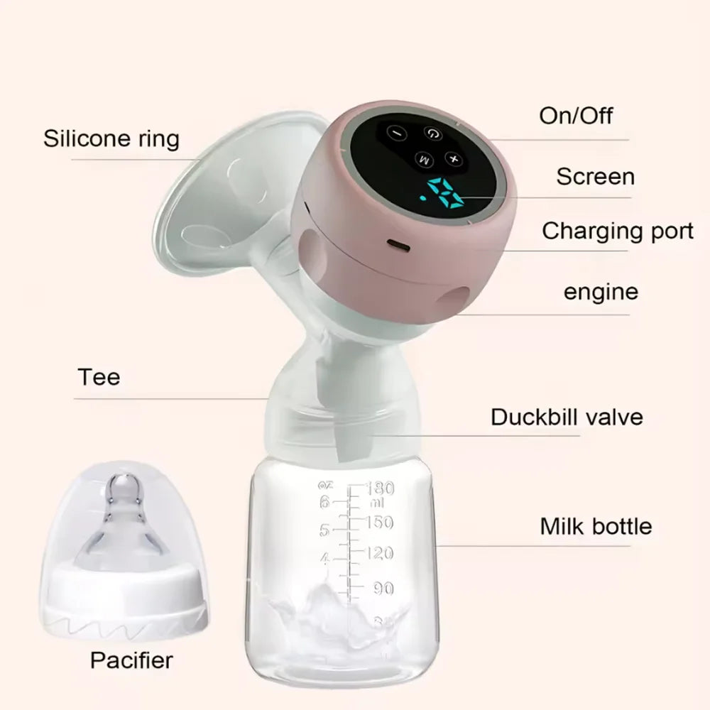 Electric Breast Pump Intelligent High Suction Painless Silent Milk Extractor Integrated Design for Postpartum Breastfeeding Moms