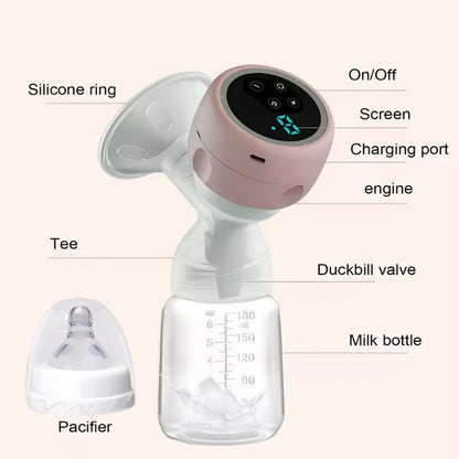 Electric Breast Pump Intelligent High Suction Painless Silent Milk Extractor Integrated Design for Postpartum Breastfeeding Moms