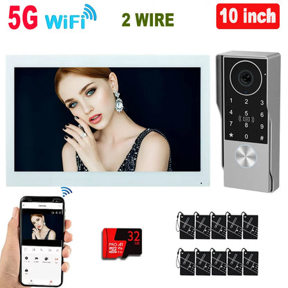 7/10inch Touch Screen 5G WiFi Video Doorbell 2-Wire TUYA Smart 1080P Camera Video Doorphone Intercom Password IC Card APP Unlock